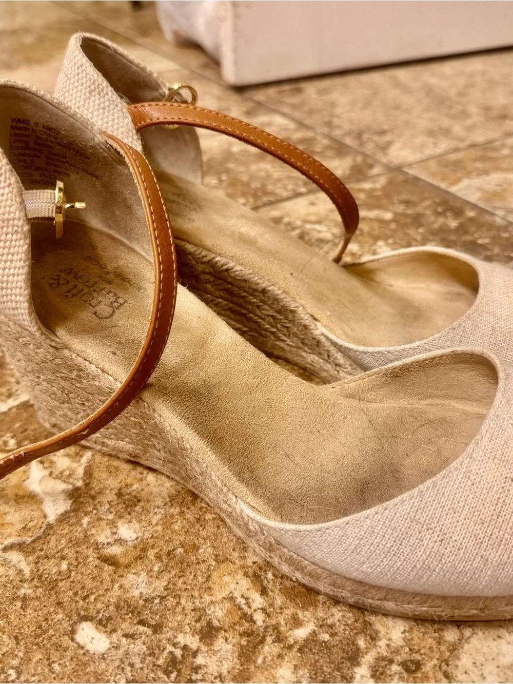 croft & barrow Beige Canvas Espadrille Wedge with Tan Strap